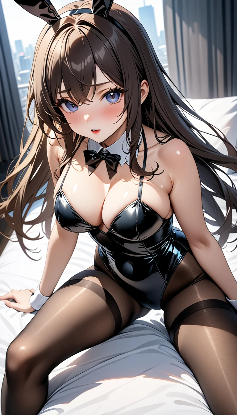 (Highest quality、Masterpiece、Very detailed、4K)、One Woman、Bunny girl、Black tights、stand、front