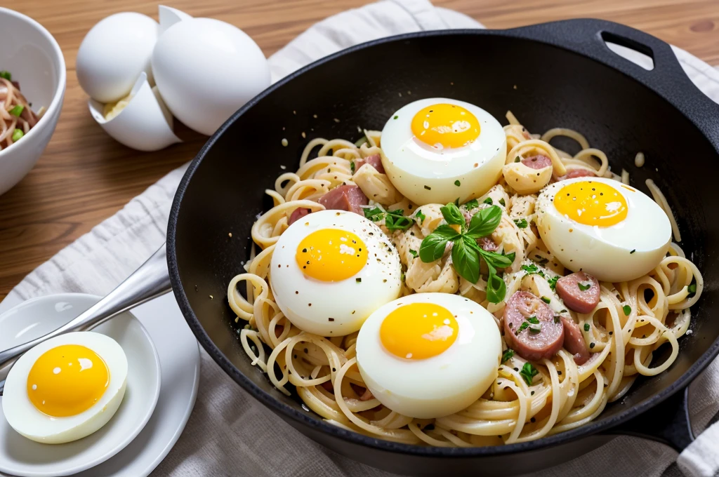 Carbonara、Half-boiled eggs