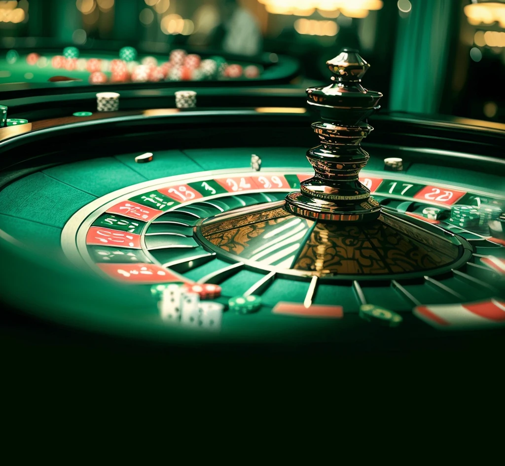 The casino is centered around the table, Shot with Canon EOS R 5, Shot with Canon EOS R5, 3d with depth of field, 特写Lenses, Futuristic Casino, Lenses, poker, Game Table, Cover photo