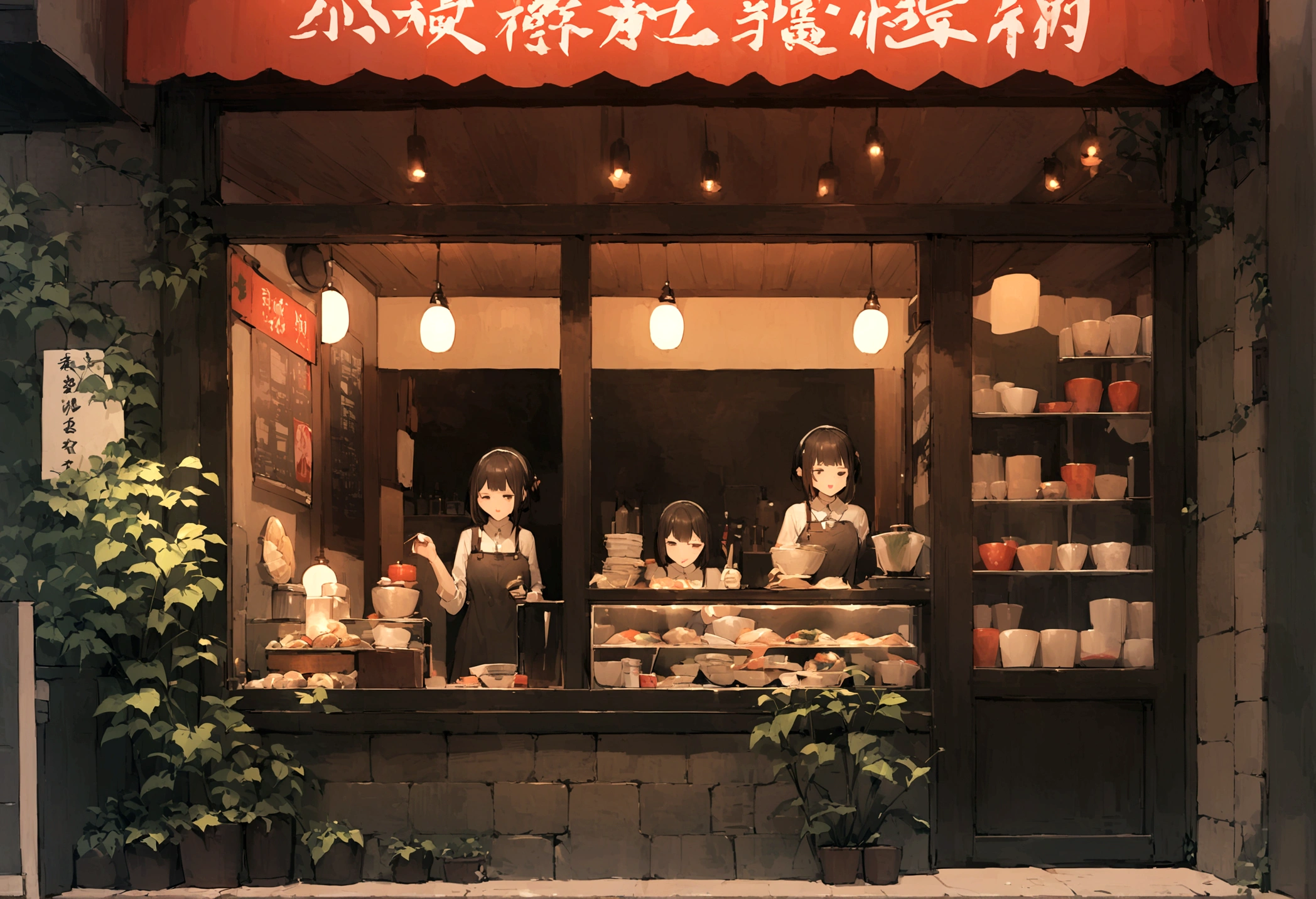 Ramen Shop，silence，comfortably，Window，Window外是繁华的大城市人来人往，night，bitter