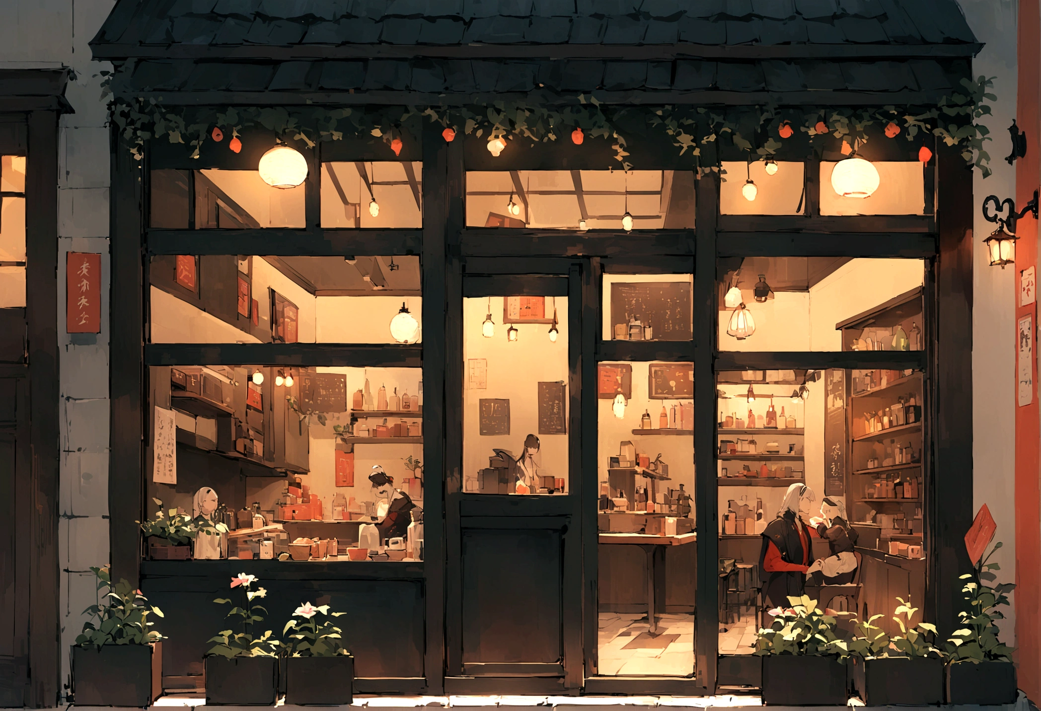 Ramen Shop,silence,comfortably,Window,Window外是繁华的大城市人来人往,night,bitter