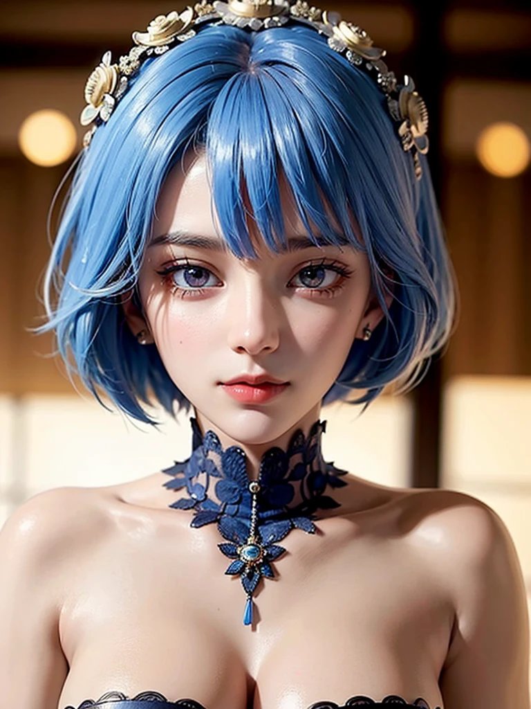 masterpiece, Highest quality, 8K, Detailed skin texture, Detailed cloth texture, Beautifully detailed face, Intricate details, Very detailed, Portrait of Rei Ayanami, Blue Hair, Red eyes, Remember, No background