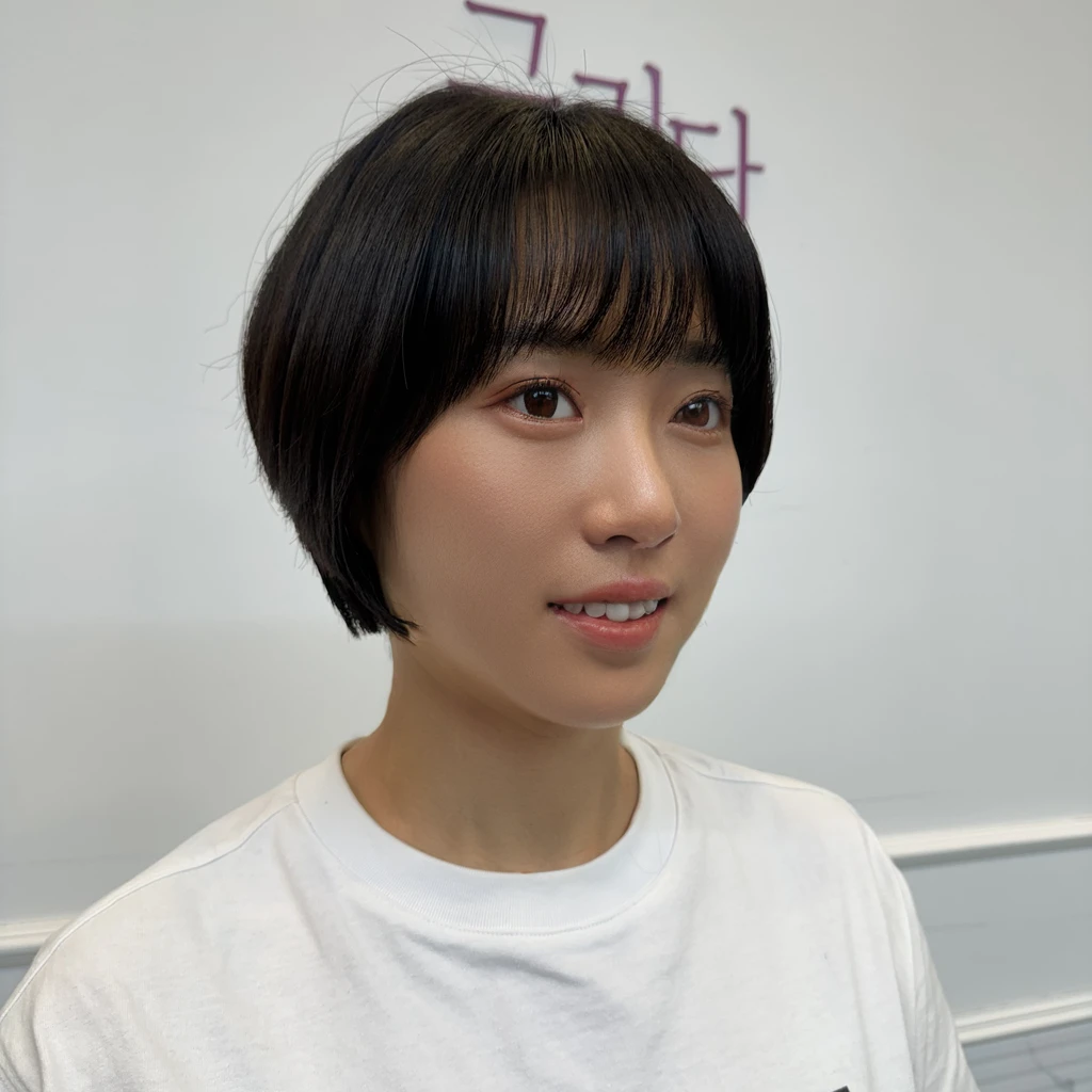 Best Quality, 8k, Masterpiece, (Portrait: 1.3), (photo realistic:1.4), (hyper realistic:1.4), Sharp Focus, looking at viewer, (smoother lighting:1.1), (increase cinematic lighting quality:0.9), realistic lighting, backlighting, light on face, ray trace, (brightening light:1.2), (Increase quality:1.4), sharp detail, (best quality real texture skin:1.4), finely detailed eyes, black_eyes, finely detailed face, 25 year old Korean woman