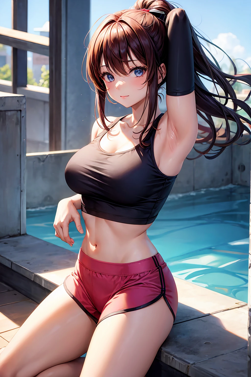 beautiful girl,Unique, Anime Girl, Wearing Hot Yoga Shorts