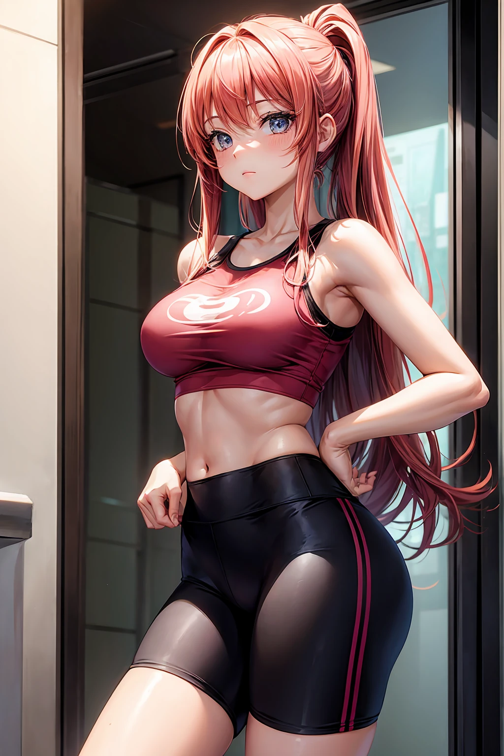 beautiful girl,Unique, Anime Girl, Wearing Hot Yoga Shorts