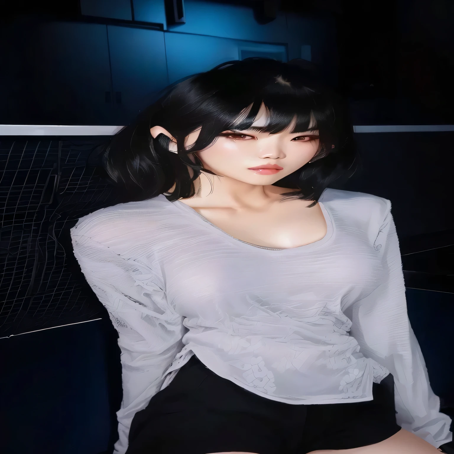 Asian woman in grey shirt and black shorts, she has black hair With bangs, Cui Xianhua, korean girl, lee ji-eun, lee ji-eun, Ulzan, park Jimin, Blackpink's Larissa Manoban, Larissa Manobar, Xuan Yunzhu, With bangs, Nam Jae-yeon