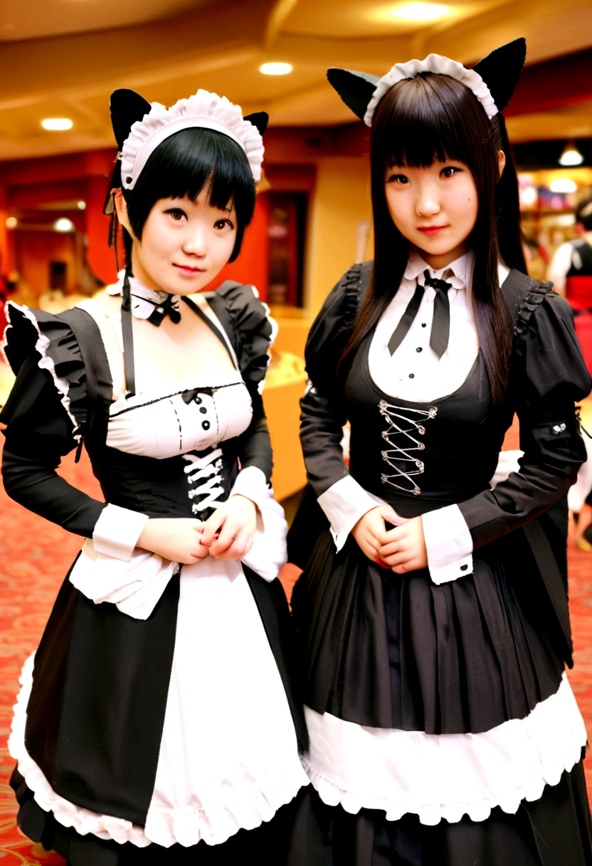 there are two dolls of a man and a woman dressed in costumes, anime cosplay, cosplay photo, cosplay, cosplay of a catboy! maid! dress, cosplayer, japanese gothic, both wearing victorian clothes, full-cosplay, anime convention, hot topic anime convention, victorian gothic ta fashion, professional cosplay, lolipanese maid cafe, animesque, umineko