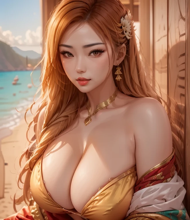 Two  superhot asian women with thick thighs clothed and  with you and with an houglass figure around slim on the beach in bikini with gorgouse faced. Tall