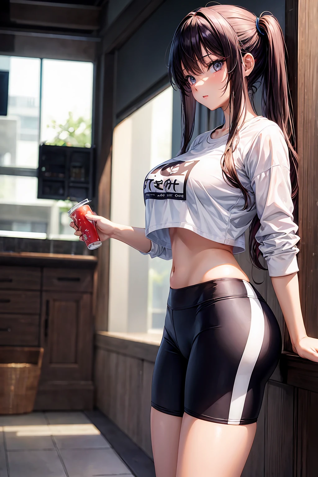 beautiful girl,Unique, Anime Girl, Wearing Hot Yoga Shorts
