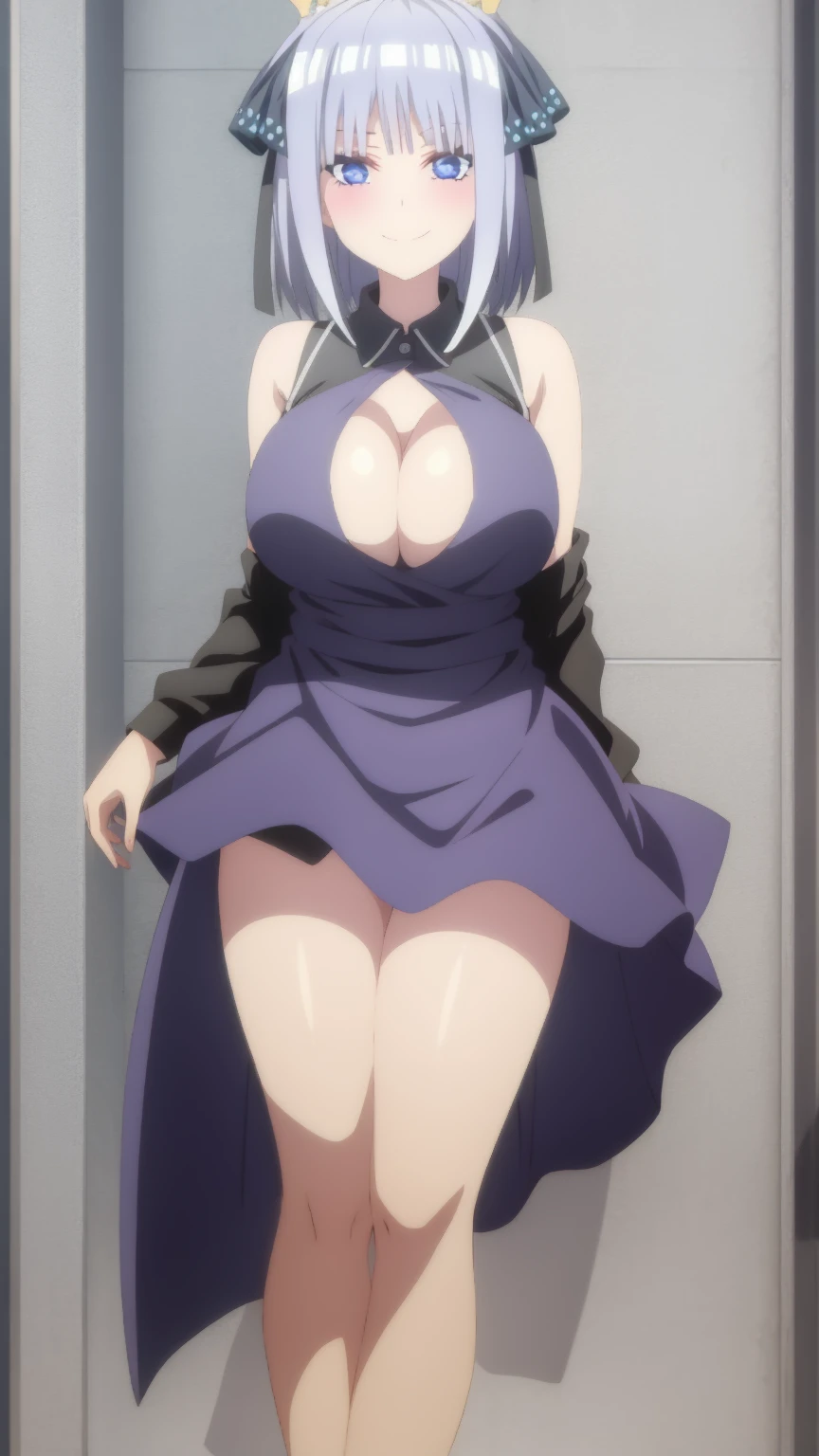 1 girl, very big breasts, very sexy body, 1 girl in, a smile, looks at the viewer, black shirt, super short white school , full body, giant breasts, cleavage, giant breasts, heels, background in the mountains 1 girl , with big breasts. long legs QUEEN huge tits, (cleavage), high legs, (standing), sexy and muscular body. short skirt.4k hd