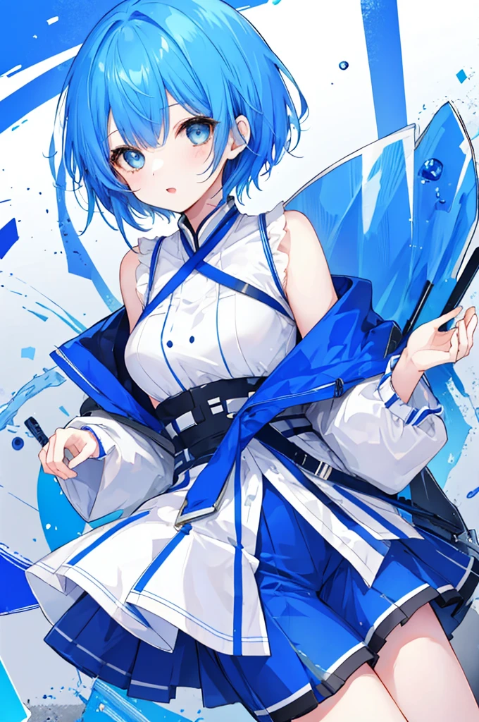 Girl、Blue hair short、Sexy