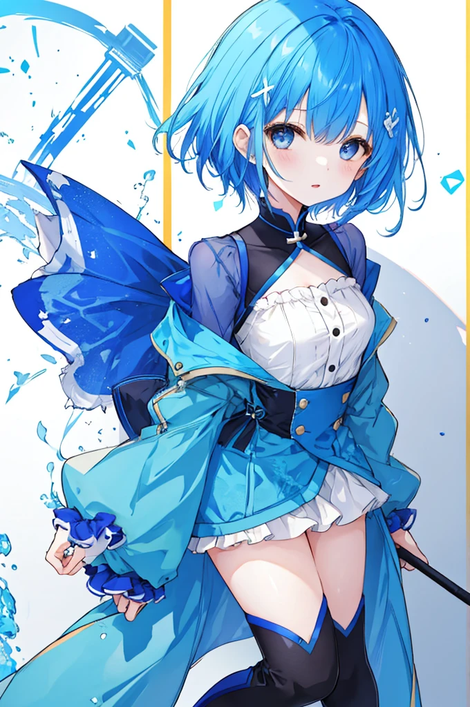 Girl、Blue hair short、Sexy