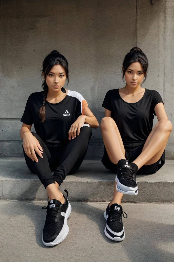 A pair of black sport shoes