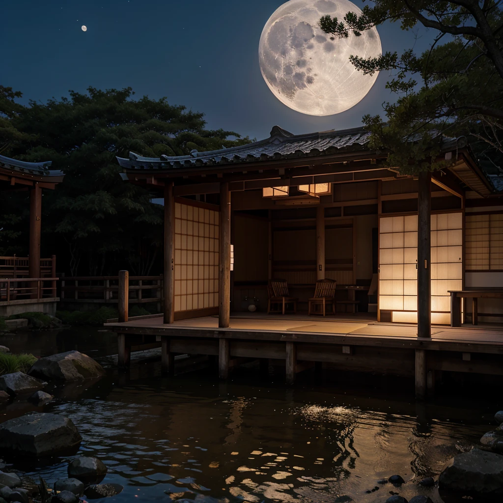 Japanese Place with moonlight landscape orientation