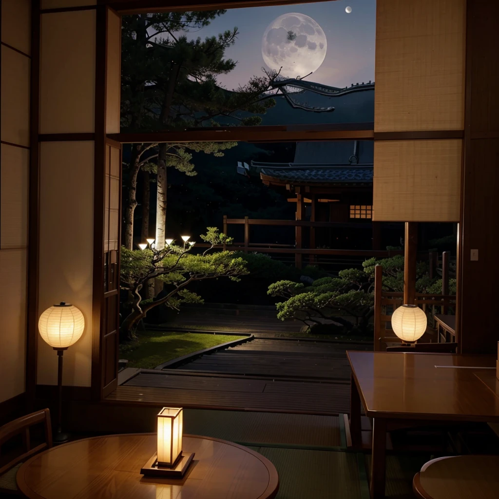 Japanese Place with moonlight landscape orientation