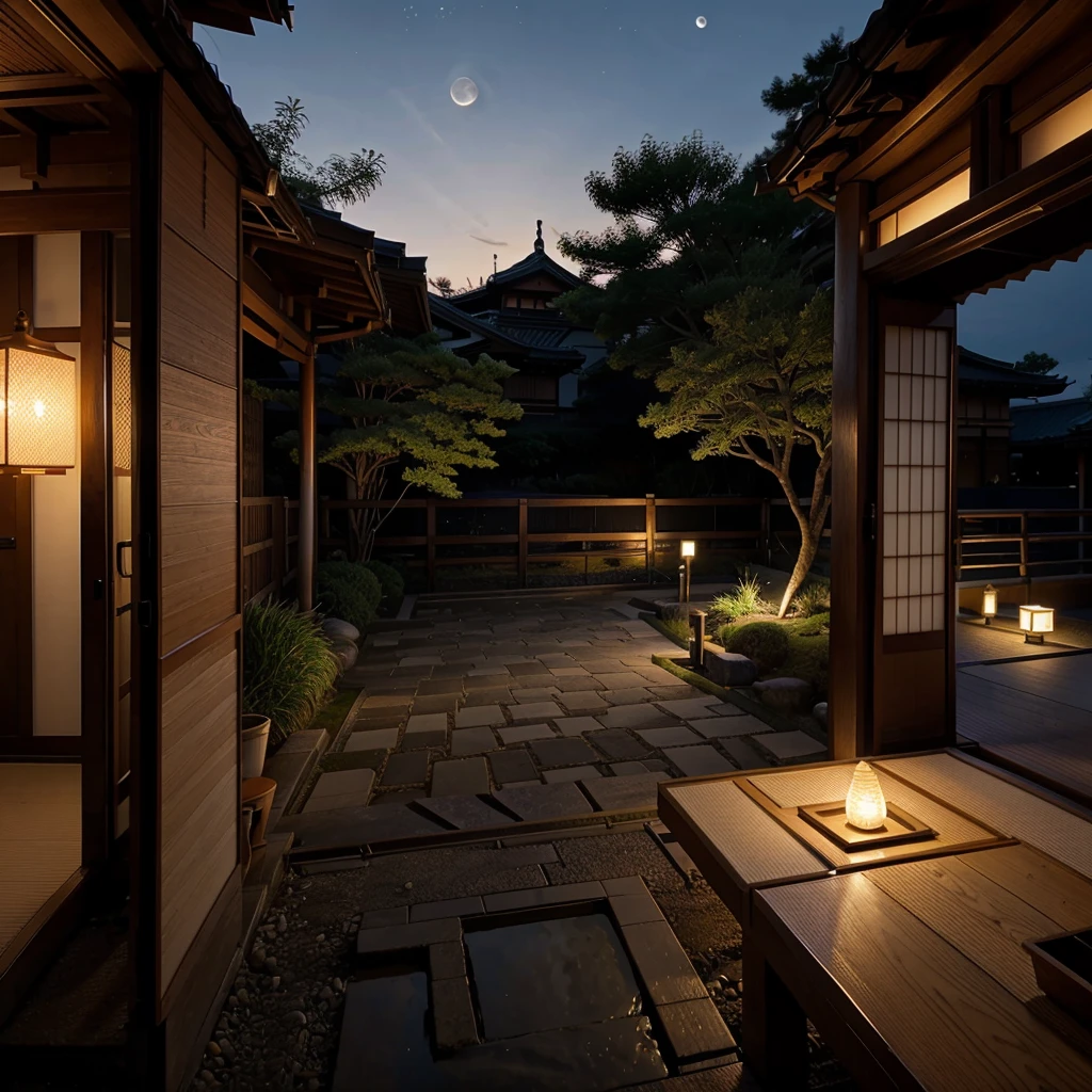 Japanese Place with moonlight landscape orientation
