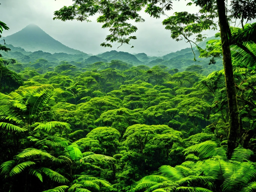 Thick rain forest. Far away view