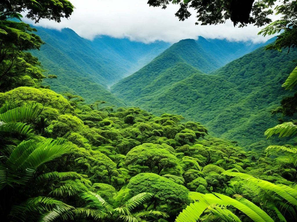 Thick rain forest. Far away view