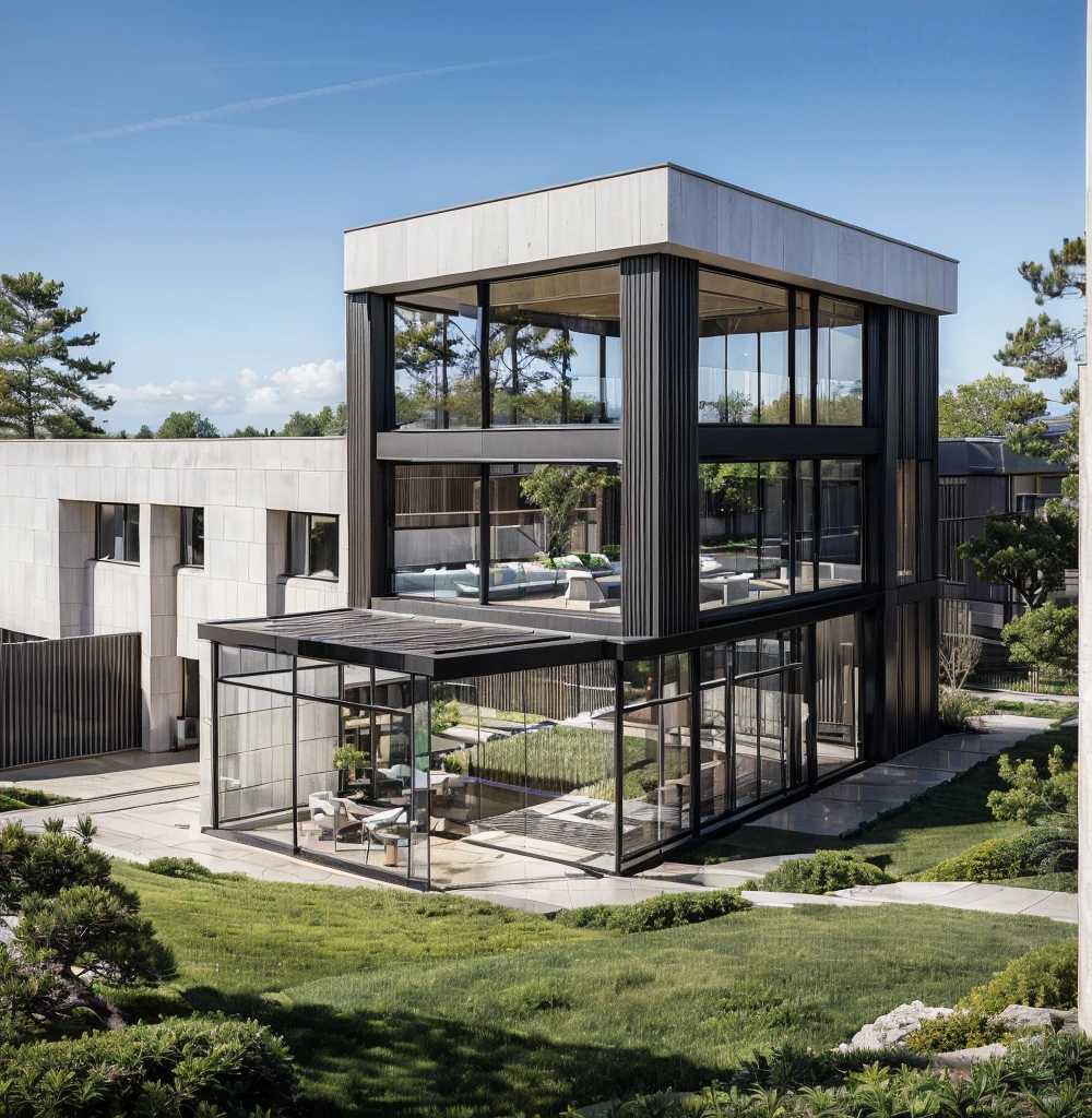 RAW photo, ((white wall:1.3)) modern house, (road:1.3), (sidewalk:1.3), (sidewalk trees:1.3), (residences area:1.4), daytime, daylight, tropical trees and plants, (high detailed:1.2), 8k uhd, dslr, soft lighting, high quality, (sharpen:1.5)
