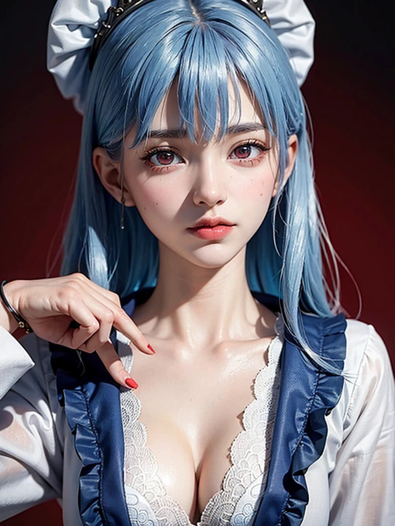masterpiece, Highest quality, 8K, Detailed skin texture, Detailed cloth texture, Beautifully detailed face, Intricate details, Very detailed, Portrait of Rei Ayanami, Blue Hair,,Sailor suit,Red eyes, Remember, The background is white