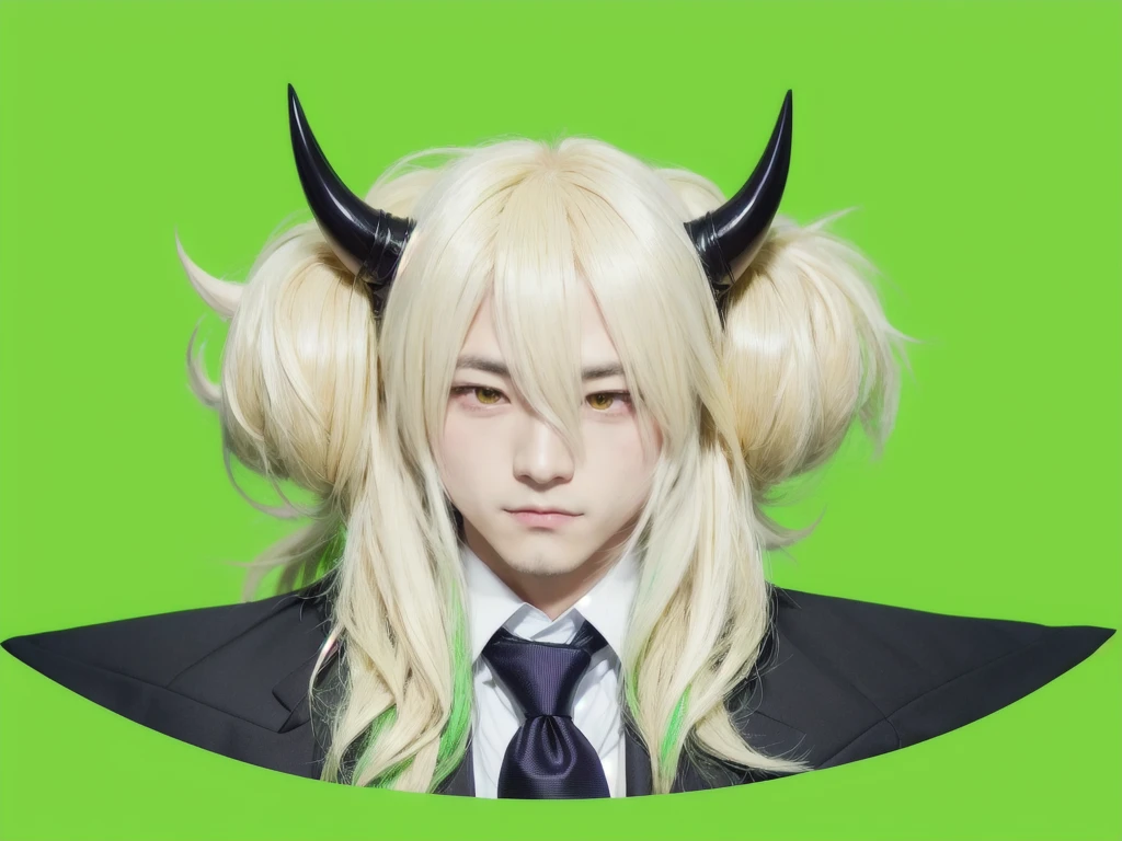 anime boy with horns and a tie and a green background, wataru kajika, trigger anime artstyle, handsome japanese demon boy, vector shaded anime, as an anime character, inspired by Okumura Masanobu, portrait demon half human, male anime character