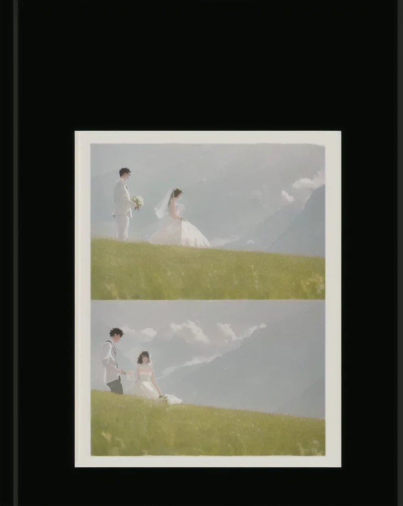 Grassy hillside, Vertical Frame, Wedding Photos, Wedding Photosgraphy, Award-winning photos!, author Tanaka Isson, Photographic Illustration, professional Wedding Photosgraphy, [ Realistic photos ]!!, author：Tadanari Ono, author Ueda Fumito, Award-winning photos, Full Movie