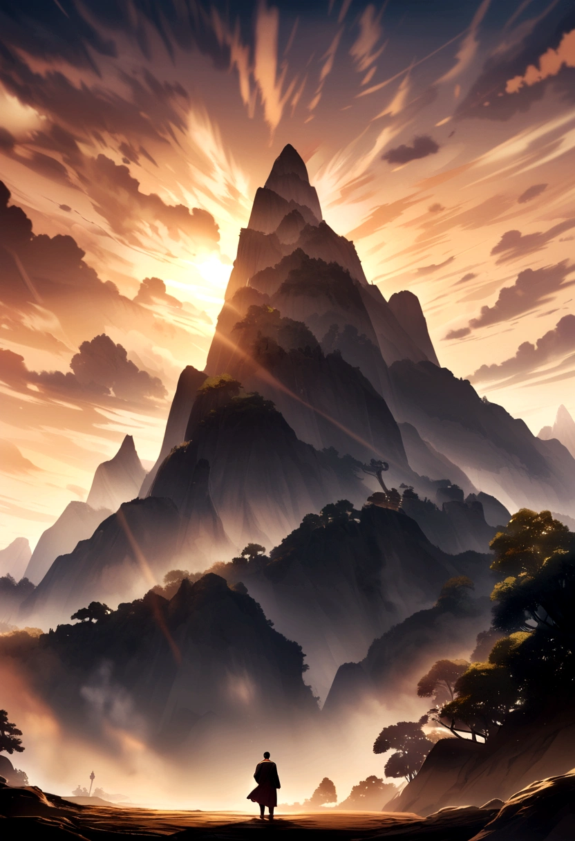 Create a Landscape wallpaper with an Indonesian mature man there 