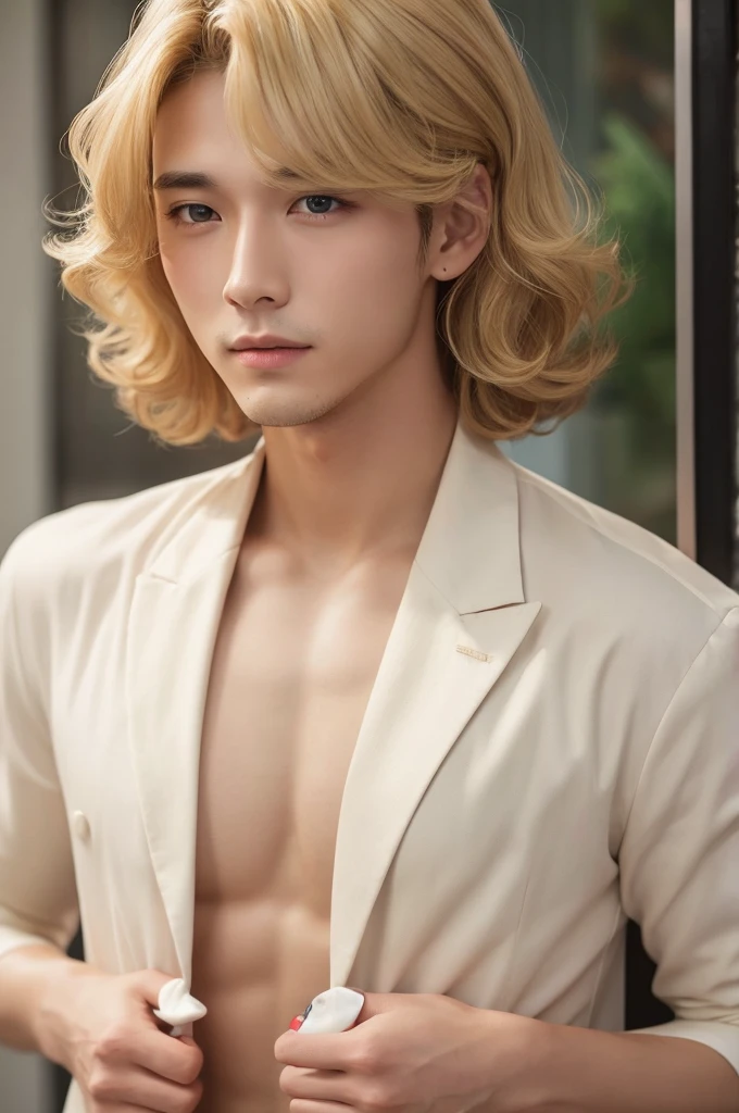 Woman lover Blonde 40s male Chest-length perm