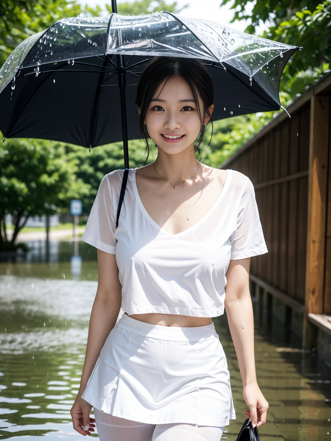 Busy days々in、グラビアアイドルの彼女teeth仕事からの帰り道、I got soaked in the sudden rain。Brown hair wet with raindrops、Her stylish white top and white flared skirt、And her black pantyhose got soaked with water.。My nipples are transparent。彼女teeth雨に濡れながらも、元気な笑顔で雨inを歩いています。Passers-by々teeth、I was drawn to her beautiful posture and positive energy.、彼女の周りにteeth雨inでも輝くような雰囲気が広がっています。A surprising side of her、Adds drama to everyday life
