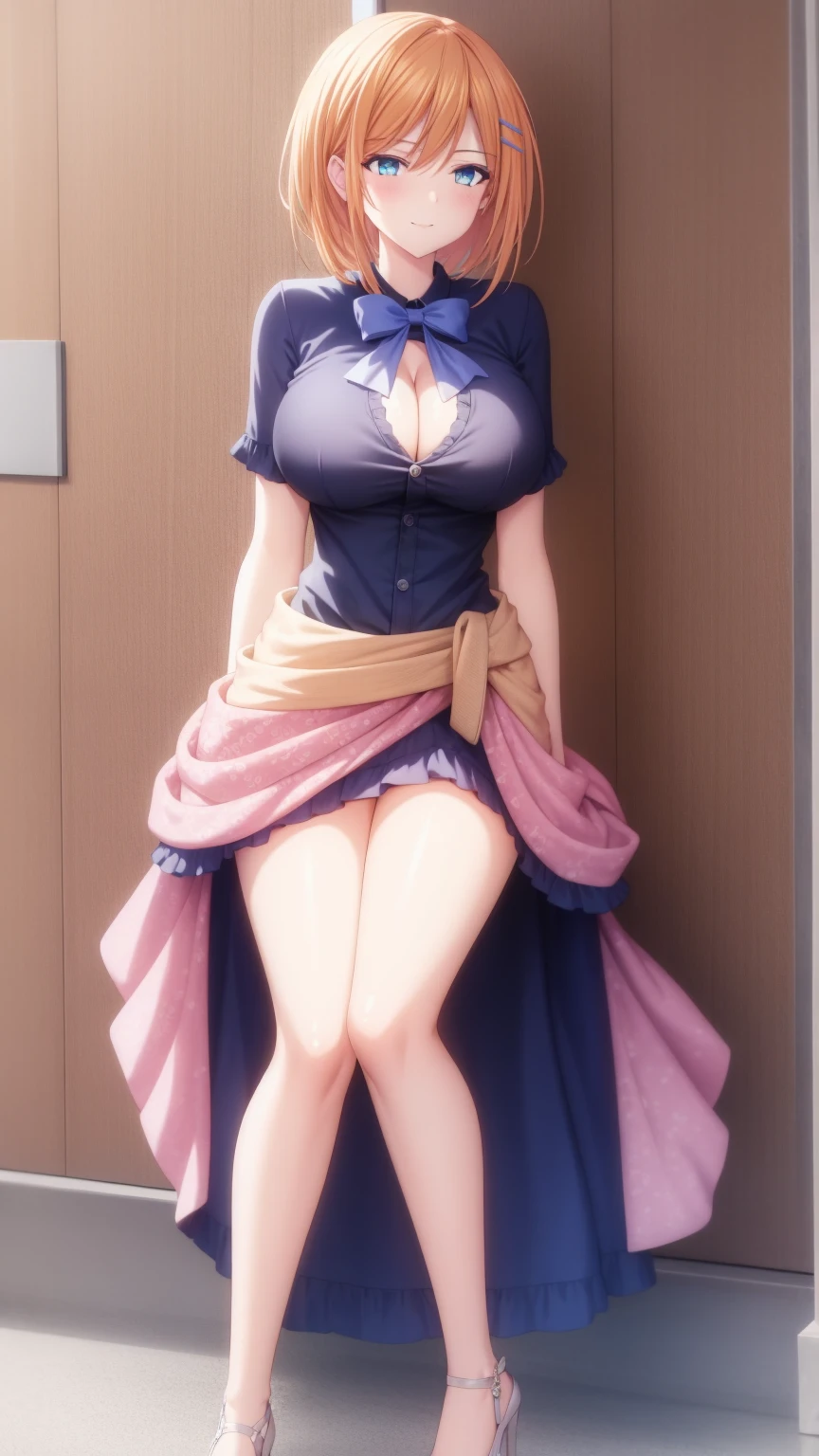 1 girl, very big breasts, very sexy body, 1 girl in, a smile, looks at the viewer, black shirt, super short white school miniskirt, full body, giant breasts, cleavage, giant breasts, heels, background in the mountains 1 girl , with big breasts. long legs QUEEN huge tits, (cleavage), high legs, (standing), sexy and muscular body. short skirt.4k hd