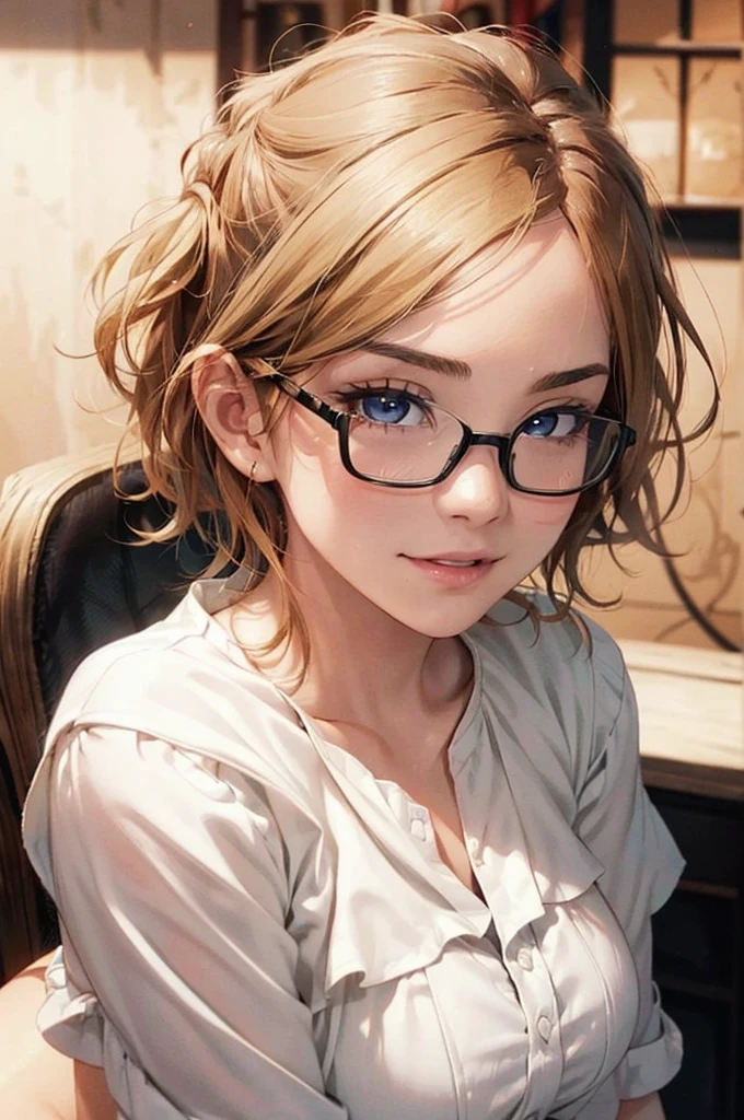 Masterpiece, 最high quality, high quality, High resolution, high quality texture, high quality shadows, High resolution, Beautiful details, Detailed CG, Detailed Texture, Realistic representation of face, Realistic, colorful, delicate, Cinematic Light, Side light, Lens flare, Ray Tracing, sharp concentrated, (1 Girl,concentrated:1.3), ( Intricate details, compensate, PureErosFaceV1:0.5), (細部まで美しいdelicateな顔, 緻密で美しいdelicateな瞳, Perfect Facial Proportions, Dense skin, Optimal ratio of four fingers to one thumb, Arms under chest, Modest chest, Wide Hips, Smooth upper abdomen, 30 years old, blue eyes, glasses,cabin attendant uniform,white blouse,tight fitting black skirt,black stockings, secretary job, wooden desk, wooden chair, house wife,curvy,sweat,missionary,seductive gaze, the gaze of true love, lips of temptation, A look full of compassion ,a smile full of love, i love you, Acting lovey-dovey, air fortress hair, blonde hair, I love you so much I'm crazy,i love you