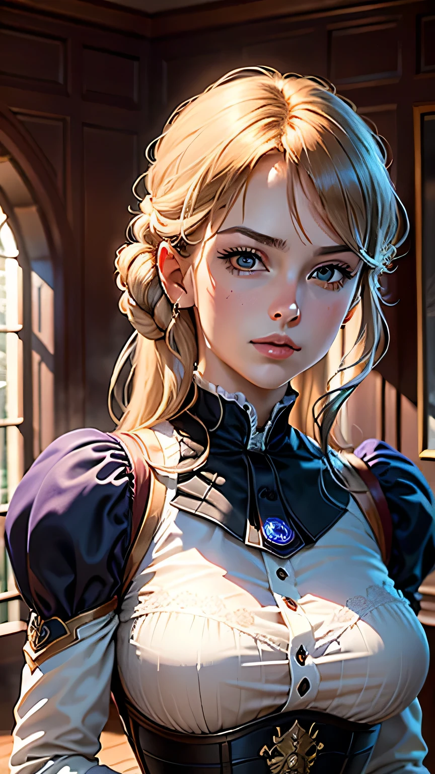 masterpiece, Highest quality, (8K wallpapers incorporating highly detailed CG), (Highest quality), (Best illustrations), (Best Shadow), (Stable Diffusion Model), Violet Evergarden, Sparkling, beautiful, victorian style bedroom, Dynamic Lighting, Written boundary depth､((Upper body portrait))､Upper body portrait