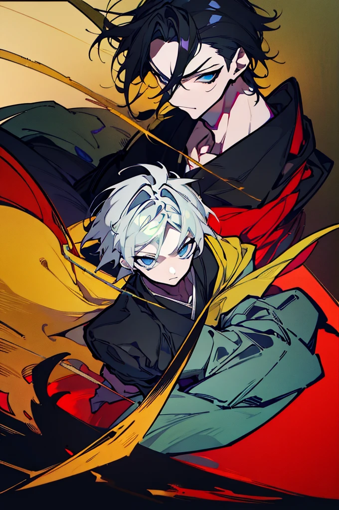 a close up of a person with a sword and a guy with a red dress, handsome guy in demon slayer art, best anime character design, detailed anime character art, anime character; full body art, anime character design a death god, character adoptable, handsome japanese demon boy, golden + concept art, official character art, onmyoji detailed art, beautiful male god of death a close up of a person in a black dress with a gold belt, flowing white robes, white haired deity, genshin impact character, golden-black robes, picture of a male samurai and death god, d&d dark sun character art, official character art, portrait of ororo munroe, holding a katana, holding a katana, holding a katana, holding a katana, holding a katana,golden effects, golden effects, effects, golden effects,black hair, black hair, black hair, black hair, black hair, golden effects, golden effects, BLUE eyes, BLUE eyes, BLUE eyes, BLUE eyes, Full body, Full body, Full body, Full body