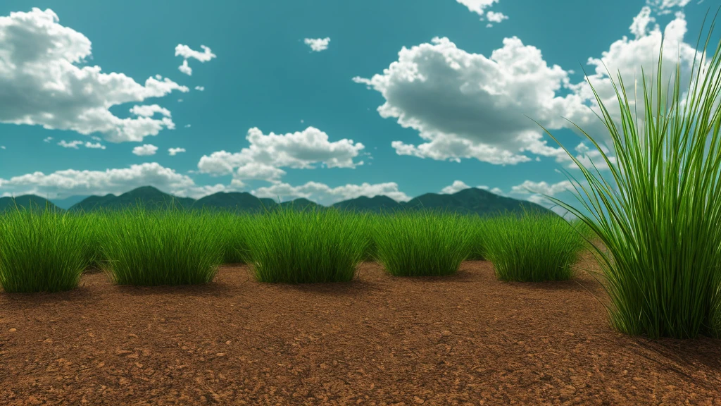 citronella grass, oil distilation plants, Very pleasant, Aesthetic, calm, scenic. Photorealistic, 8K UHD, Studio quality, Ultra photo realsisim, max detail, massive scale, Post-processing, Realistic, Photorealism, Photoshop, Photography, Detailed, Cinematic lighting, landscape, panoramic, landscape, Ray traching, cinema4d