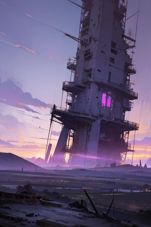 Highest quality、Desolate Earth、wreckage、Purple Sky、Surrealism
