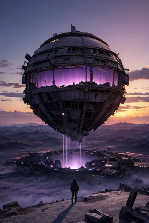 Highest quality、Desolate Earth、wreckage、Purple Sky、Surrealism