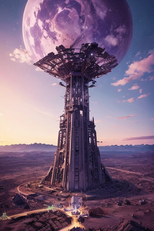 Highest quality、Desolate Earth、wreckage、Purple Sky、Surrealism
