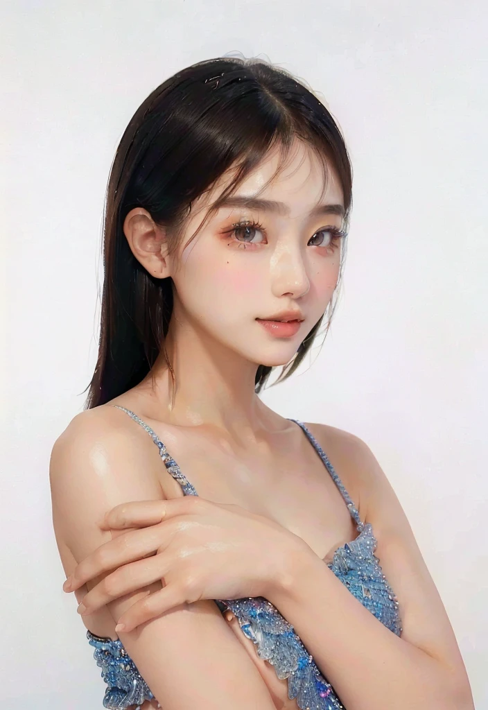 ((Best Quality, 8K, Masterpiece, : 1.3)), Sharp, Sharp, Beauty: 1.2, Perfect Body Beauty: 1.4, Slim Abs: 1.2, ((Layered Hairstyle, Big: 1.2)), Highly Detailed Face and Skin Texture, Detailed Eyes, Double Eyelids, looking at the camera, cute pink tone makeup