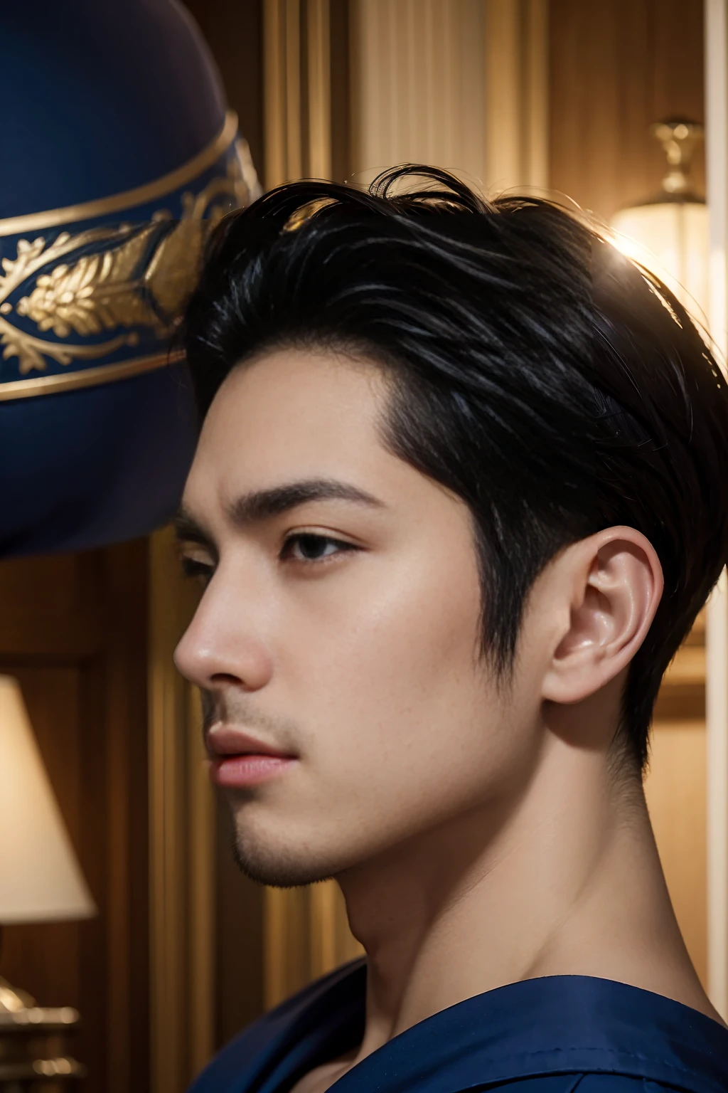 ((masterpiece)),((best quality)),8K,high detail,Very detailed, Very manly,3 men, like,fashion pose, Realistic skin texture, Light,
Royal blue style couple