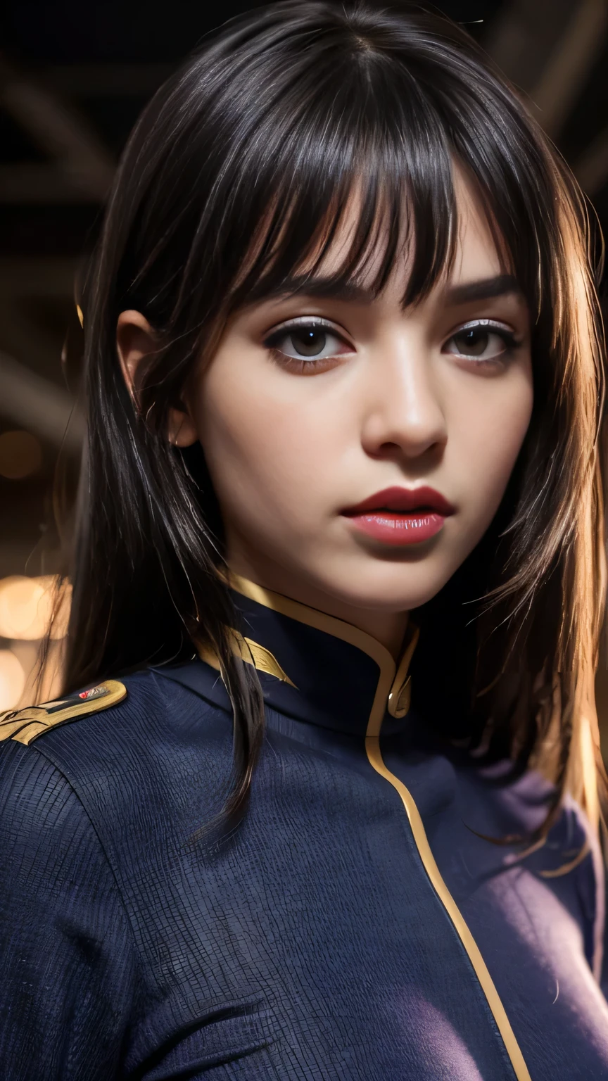 8K, Best Quality, 1girl, (skindentation), Night, (Dark), Clear Background Indoors, (People), Beautiful Bangs, Gorgeous,, (Clothing and Uniform:1.3),Soft Lighting, Attractive, Dark Room, (Mouth Closed:1.2, Beautiful Eyes, Detailed Eyes, Detailed Iris, Beautiful Lips, Beautiful Nose, Beautiful Face),(Primary Colors:1.5)