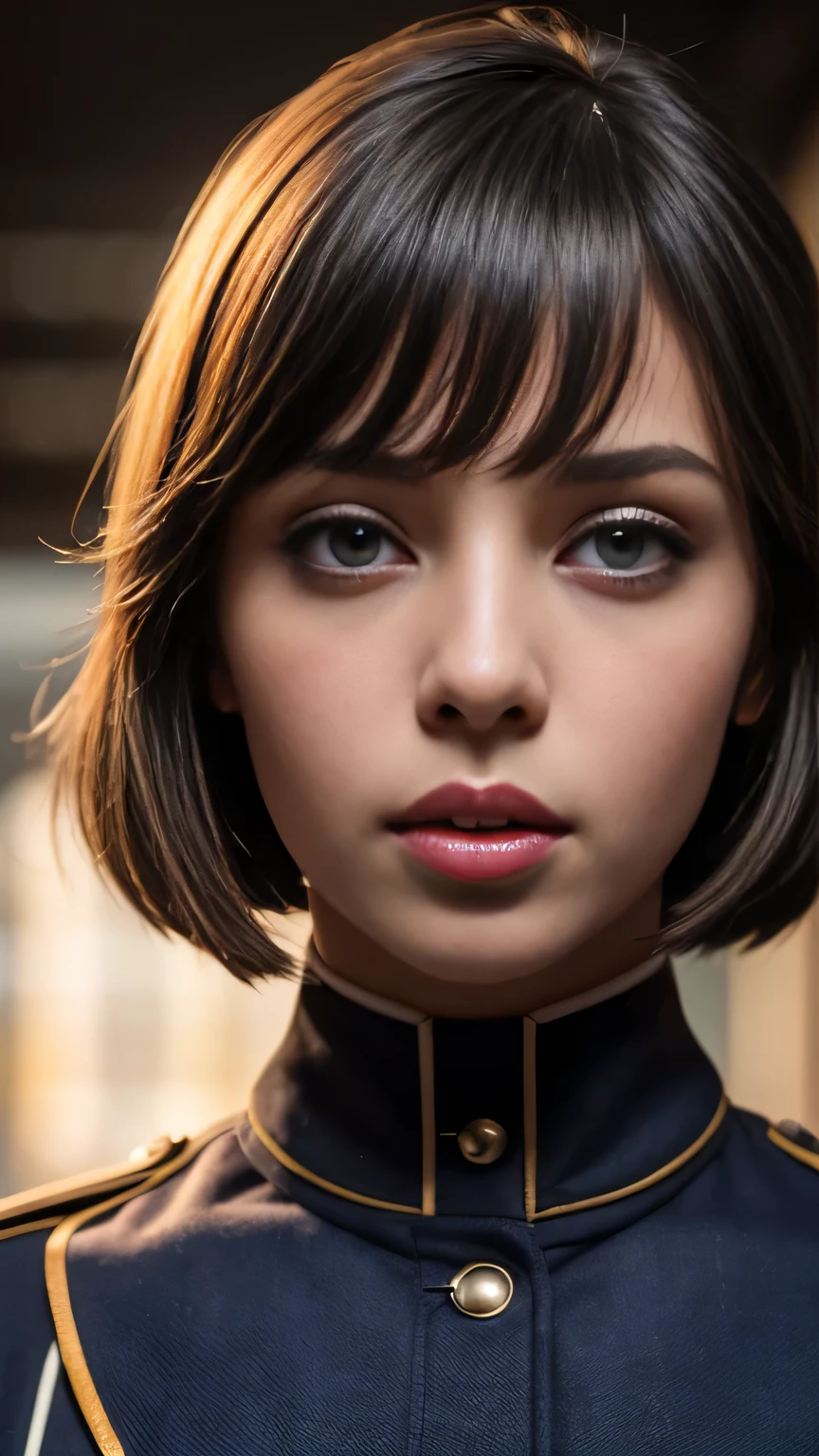 8K, Best Quality, 1girl, (skindentation), Night, (Dark), Clear Background Indoors, (People), Beautiful Bangs, Gorgeous,, (Clothing and Uniform:1.3),Soft Lighting, Attractive, Dark Room, (Mouth Closed:1.2, Beautiful Eyes, Detailed Eyes, Detailed Iris, Beautiful Lips, Beautiful Nose, Beautiful Face),(Primary Colors:1.5)