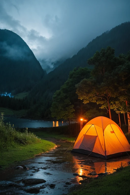 camp、rain、night、landscape、beautiful、inflammation