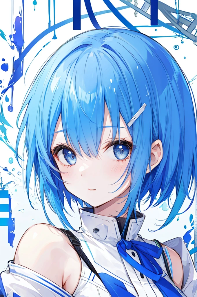 Girl、Blue hair short、Sexy