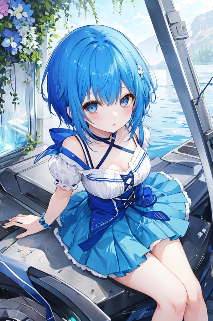 Girl、Blue hair short、Sexy