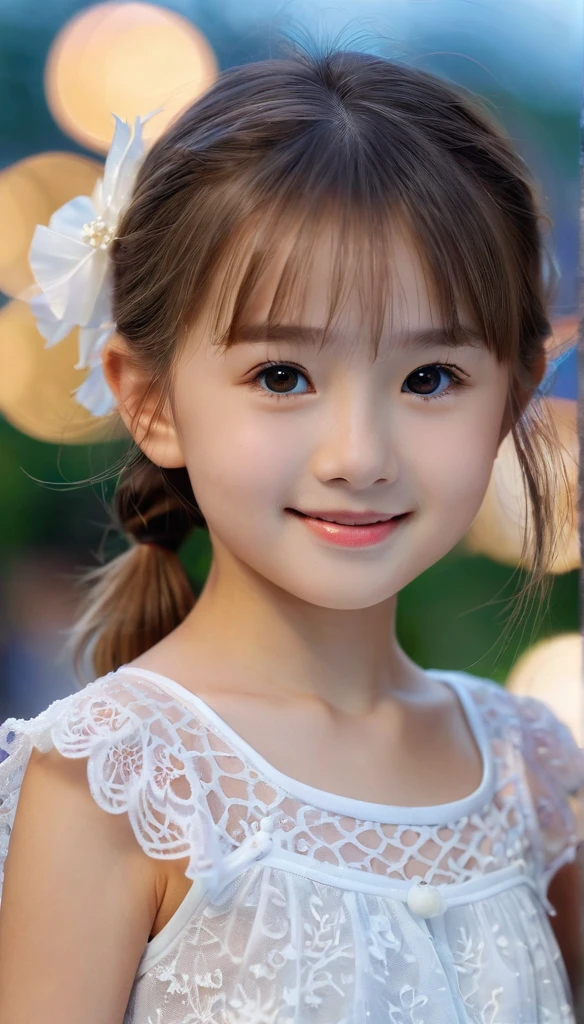 close-up of pretty Japanese_Russian girl,((flat chests:1.35)), wear see through fabric,outdoor, bokeh background, UHD, 32K, , astonishingly pretty,absolutely cute,cute smile,very adorable, absolutely stunning,