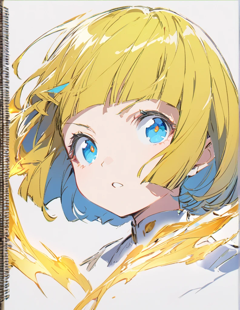 A girl fighting with golden flames(Sketches), (Open Close), (Small body), (bionde:1.5) (Short Bob Hair:1.4), (blue eyes)(Blunt bangs:1.3)
One