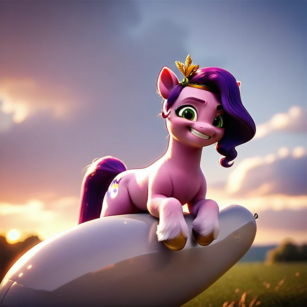 cinematic film still score_9, score_8_up, score_7_up, score_6_up, score_5_up, score_4_up, Digital art, cute,
Pipp Petals, earth pony, muscular, smirking, feral,
rating_questionable,
meadow,
(balloon fetish, looner, sitting on a balloon, balloon sitting:1.2),
(detailed balloon, one balloon, sitpop:1.3),
thick thighs, balloon fetish, sitting on a balloon, one balloon, too heavy,
(tied balloon, tight balloon, necked balloon:1.2),
foreshortening, depth of field, motion lines,
emphasis lines, impact emanata,
screencap, . shallow depth of field, vignette, highly detailed, high budget, bokeh, cinemascope, moody, epic, gorgeous, film grain, grainy