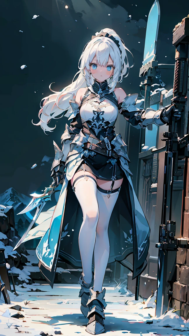 (masutepiece, Best Quality), (Perfect athlete body:1.2), (detailed hairs), Ultra-detailed, Anime style, Full body, Solo, cyberpunk thief girl, Gorgeous clothes, clutching a rapier, Wearing a domino mask and a winning smile, Standing in the snowy city, high heels boots, 8K High Resolution, White background, Whole body,