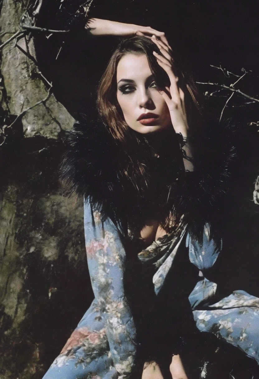 film photography, vintage, fashion shoot of horror,
