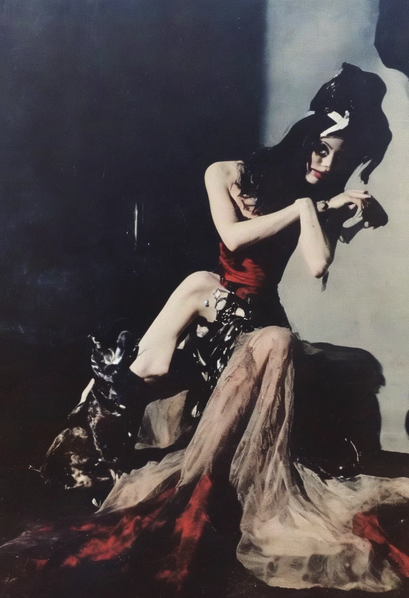 film photography, vintage, fashion shoot of horror,